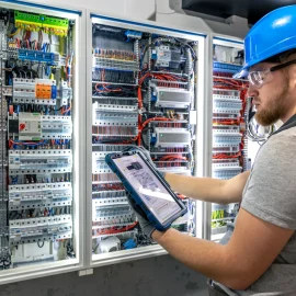 Switchboard Check Electrician With Tablet Technology Action | INSTELCO TECNICOS SL